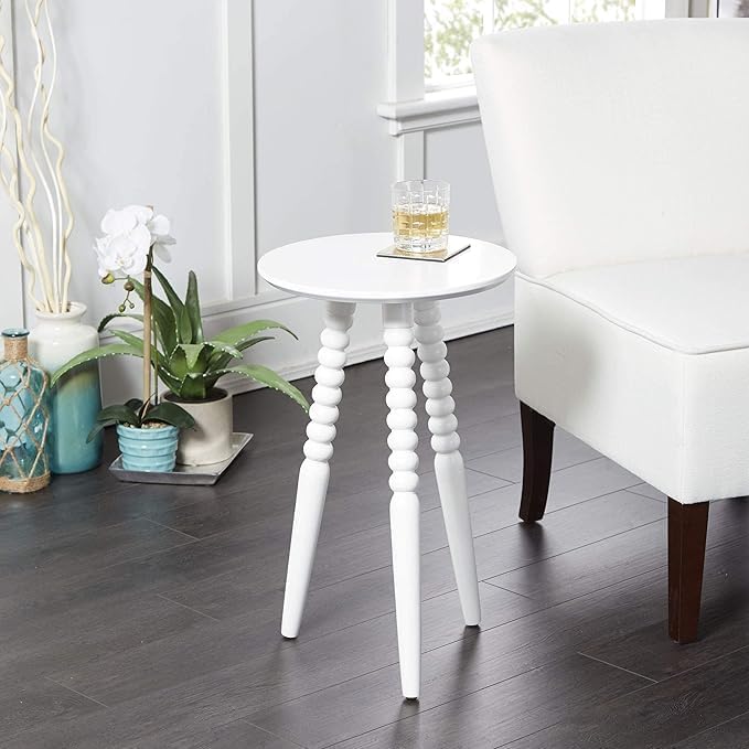 Silverwood Allison Round Accent Table with Turned Legs, White