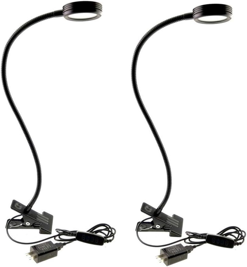 2-Pack 3W USB Clamp Desk Lamp - 3 Color Temperatures (3000K-4500K-6000K), 10-Level Dimmable, 48cm 360 Degree Gooseneck with C-Clip for Sewing Machine, Office, Bedroom