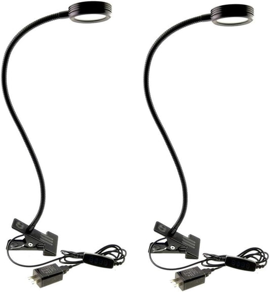 2-Pack 3W USB Clamp Desk Lamp - 3 Color Temperatures (3000K-4500K-6000K), 10-Level Dimmable, 48cm 360 Degree Gooseneck with C-Clip for Sewing Machine, Office, Bedroom