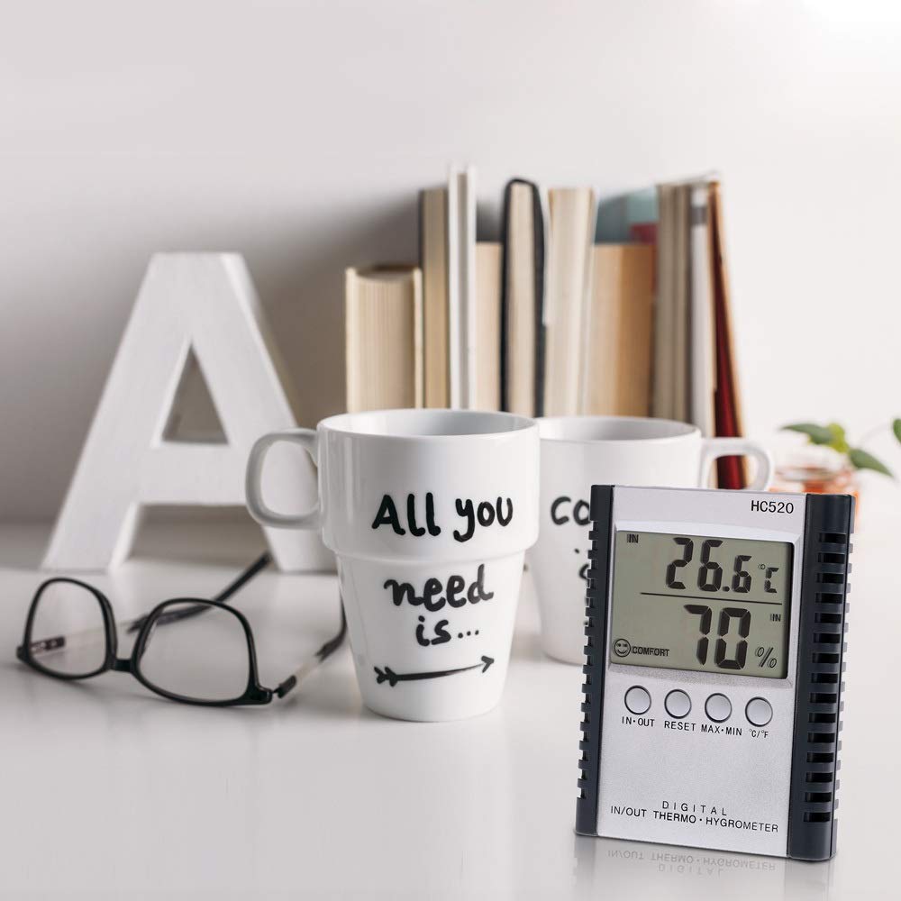 LCD Digital Indoor/Outdoor Thermometer Hygrometer Temperature Humidity Measurement C/F Max Min Value Display