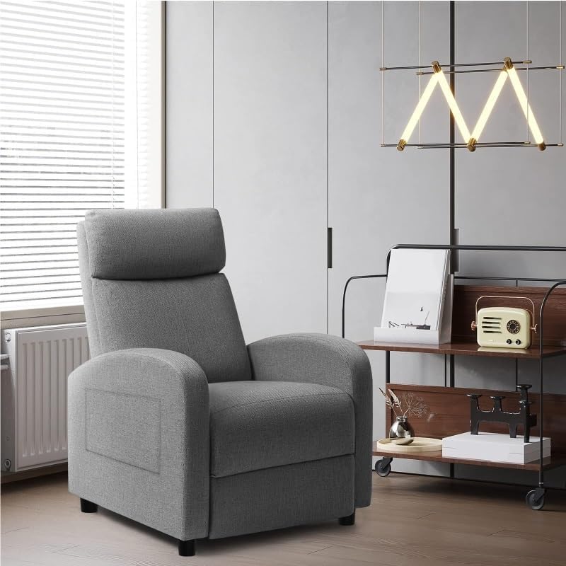 Adjustable Home Theater Single Recliner Chair Sofa Furniture with Thick Seat Cushion and Backrest Modern Living Room Recliners for Bedroom
