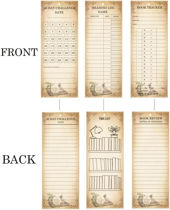 3 x 8 Inch Reading List Bookmarks Book Tracker and Reading Log Bookmarks - Book Tracker Notecards for Literacy Week, Library, Reading Lovers, Graduation Gifts 30 Sets