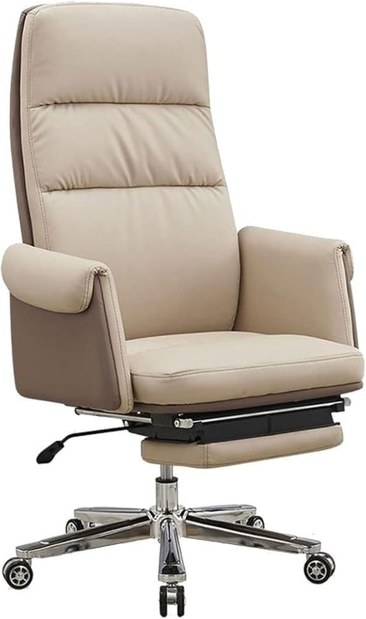 Reclining Executive Leather Computer Gaming Chairs Adjustable Lifting Swivel Desk Office Chair for Workstation Meeting Room Lunch Break Reading