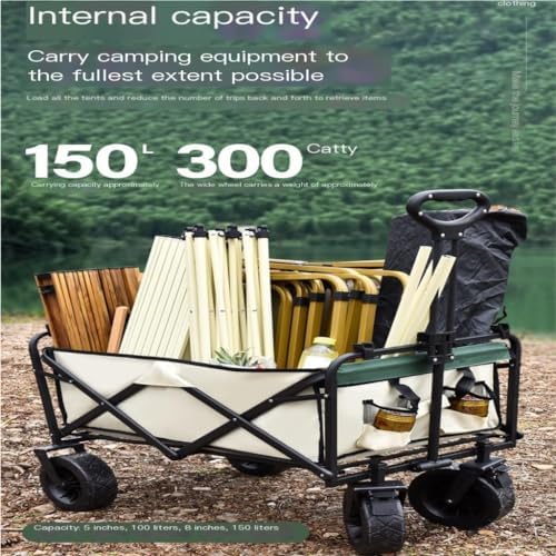 Portable Camping Cart,Outdoor Folding Beach Trolley Cart with Off Road Wheels for Camping and Picnics