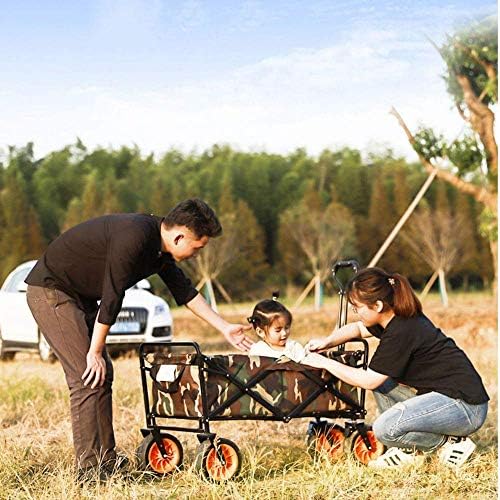 Portable Camping Cart,Folding Wagon, Garden Trolley Capacity 60 Kg, Portable Garden Cart with 4 Wheels, for Transport Garden Tools, Pets, Travel, Camping, Concerts, Beaches