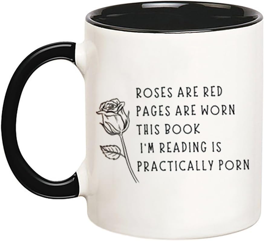 Smut Readers Mug - Reading, Roses Are Red, Spicy Book Lovers Gift - 11 Oz Novelty Coffee Cup, Black
