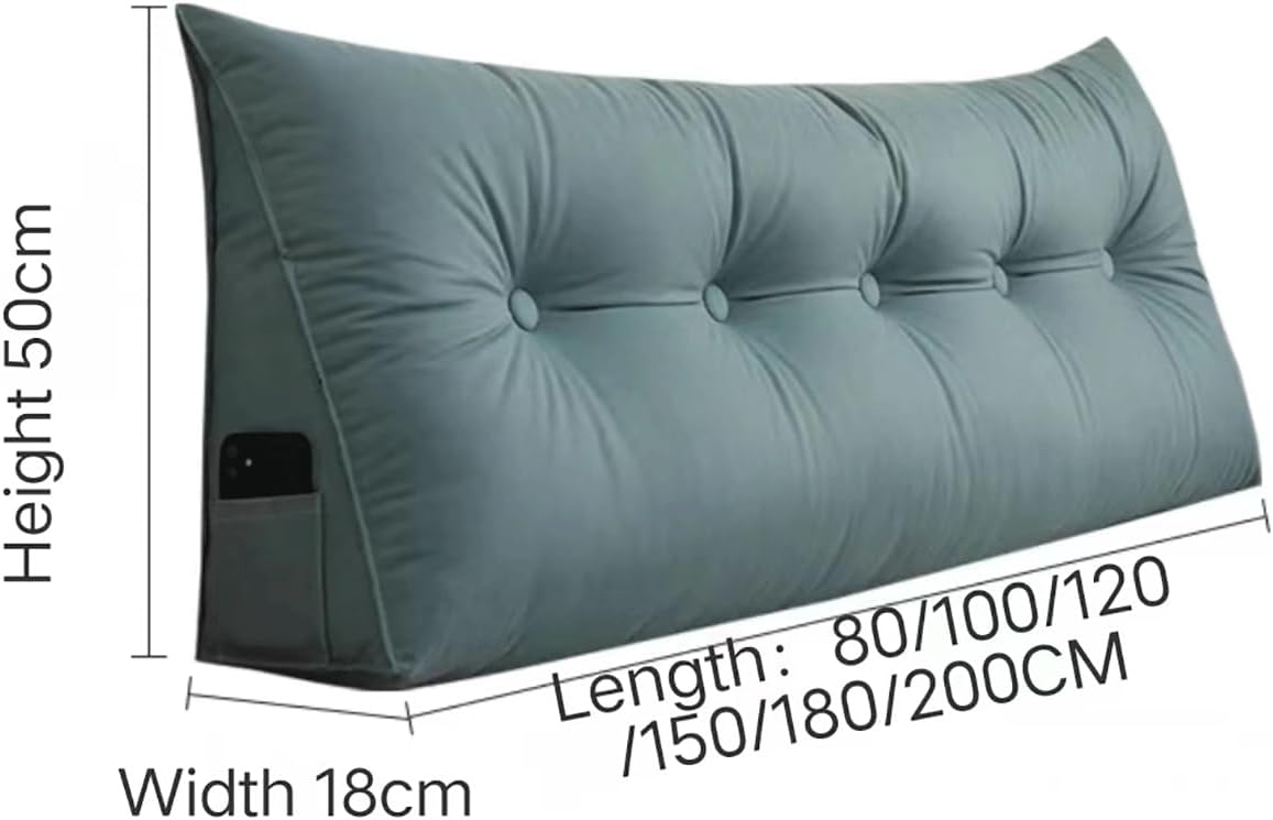Headboard Pillow Large Bolster Triangular Wedge Pillows for Daybed Sofa Cushion Support Backrest Bed Rest Reading Pillow Lumbar Positioning Upholstered(Size:200x50x18cm,Color:Orange)