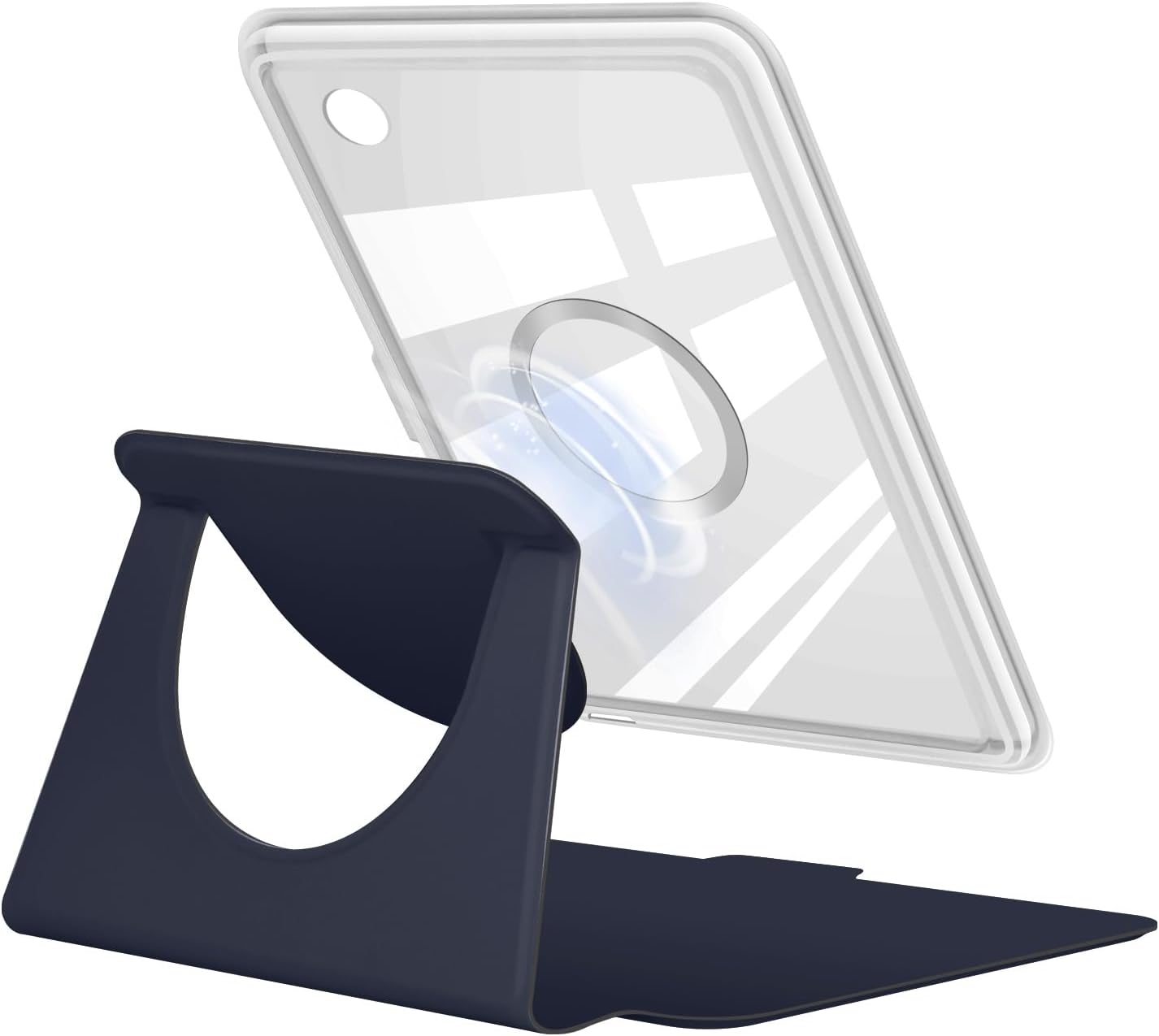 Rotating Protective Case for KOBO Clara 2E (6", 2022), 360° Rotation, Detachable Magnetic Cover, Adjustable Stand, Clear Back