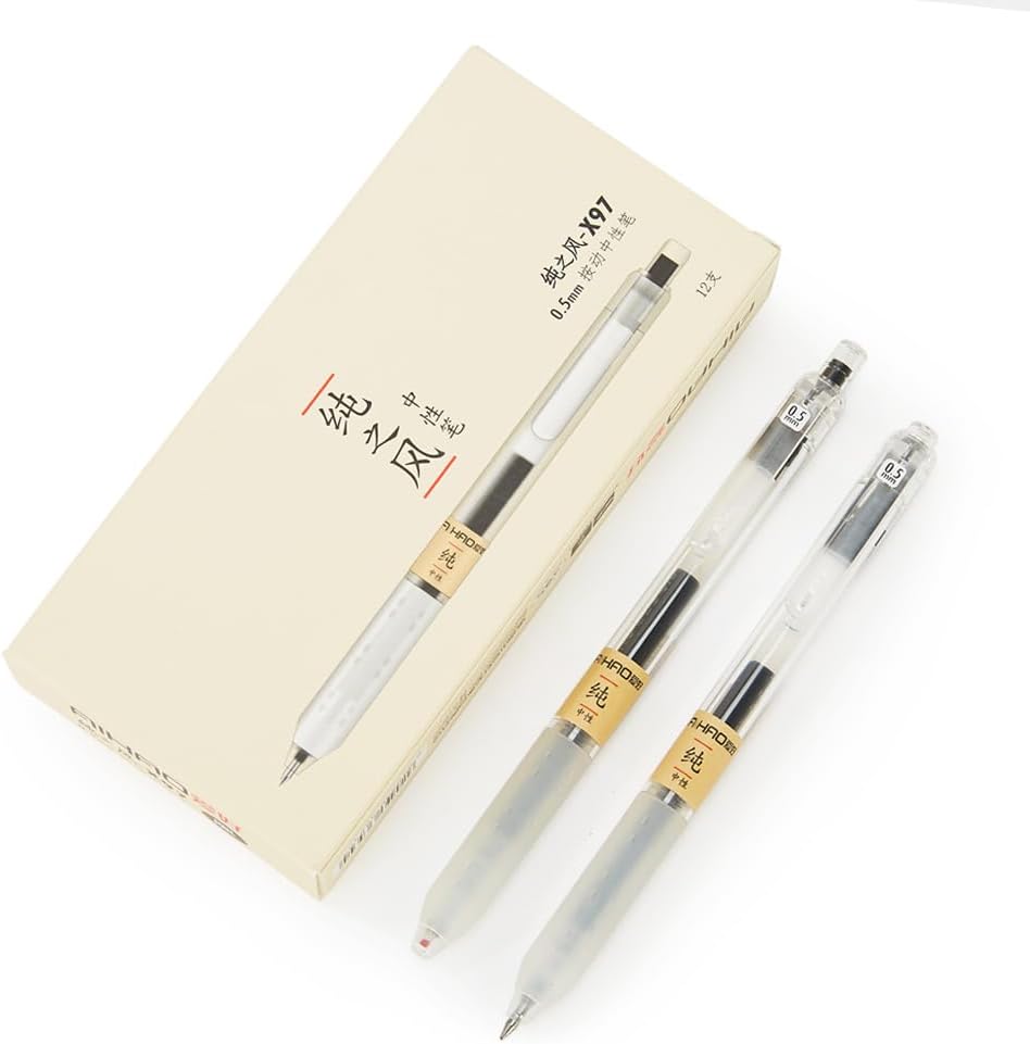 czxwyst X97 Retractable Gel Ink Pens 0.5mm Fine Point (Black Color 12-Pack)