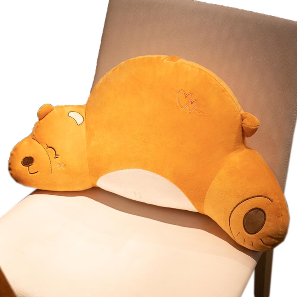 Tingting's Dream Cartoon Cute Chair Lumbar Support Pillow Office Waist Pillow Car Lumbar Back Cushion Sofa Bed Rest Reading Pillow (Cute Bear, 55×30CM/21.65"×11.8")