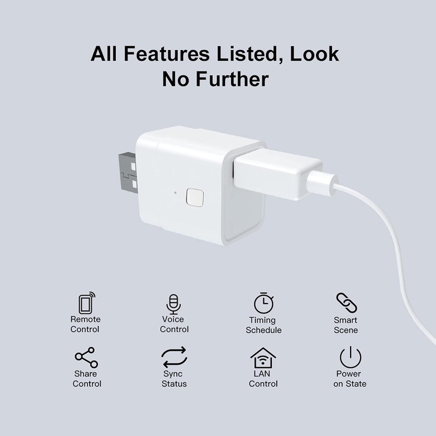 Tuya Micro DC 5V Smart WiFi Adaptor for USB Devices, DIY Smart Home Wireless Adaptor, APP Remote Control, Compatible with Alexa and Google Home for Voice Control