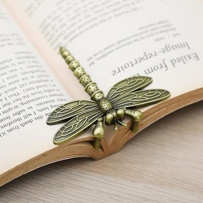 Vintage Book Page Holder Metal Dragonfly Book Clips Bookmark Free Your Hands Book Marker Clip Effortlessly Hold Open While Reading Writing Gift for Book Lovers, Writers