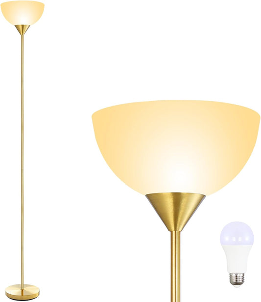 BoostArea Floor Lamp, 12W LED Standing Lamp, 70.1” Tall Lamp, Replacement LED Bulbs, 2700K Warm White, Eye-Caring, Torchiere Floor Lamps for Bedroom, Living Room, Office, Reading