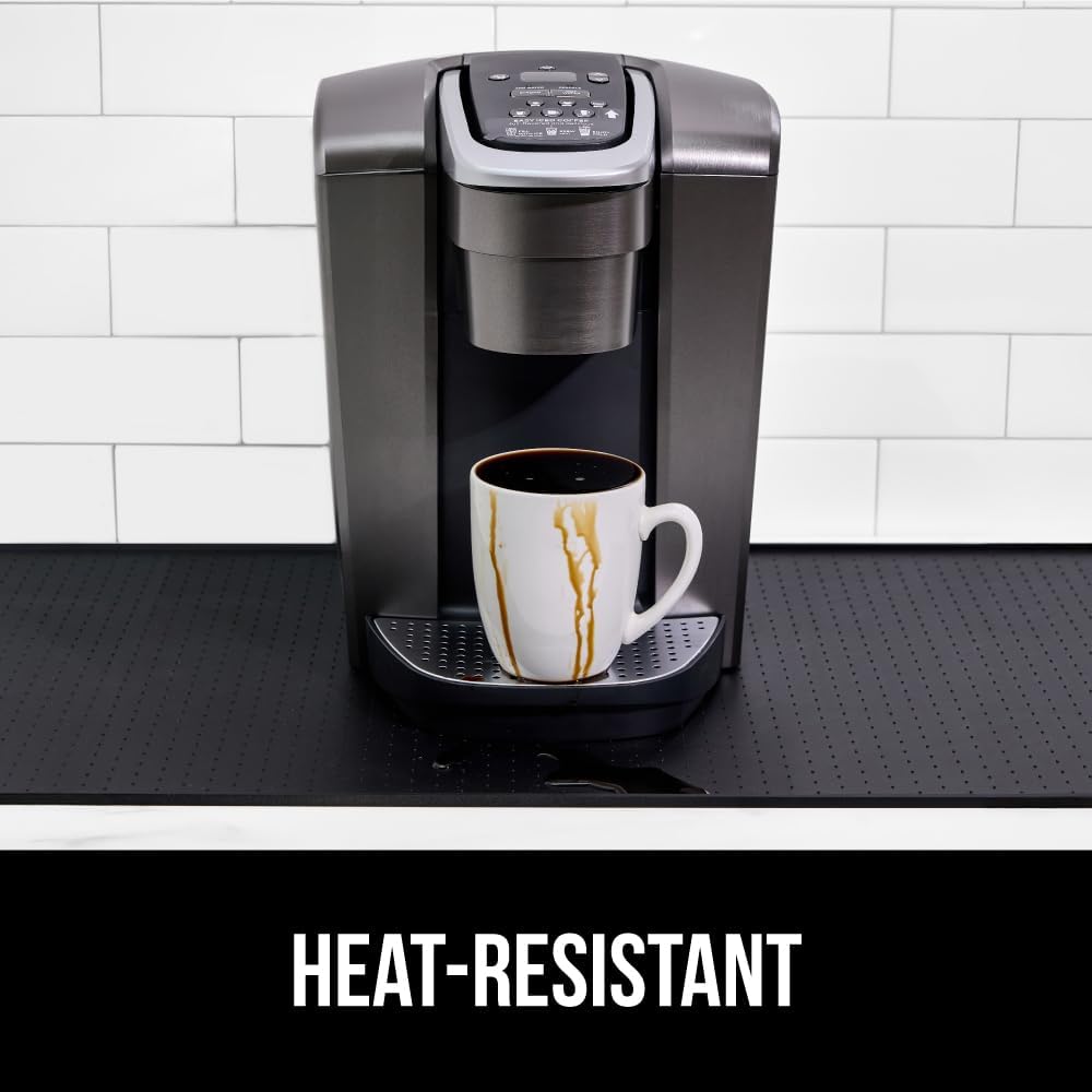 GORILLA GRIP Silicone Coffee Mat, Espresso Machine Bar Accessories, Keep Kitchen Counters Clean, Stays in Place, Waterproof and Heat Resistant Dish Drying Mats, Home Decor Essentials, 11.5x18.6, Black