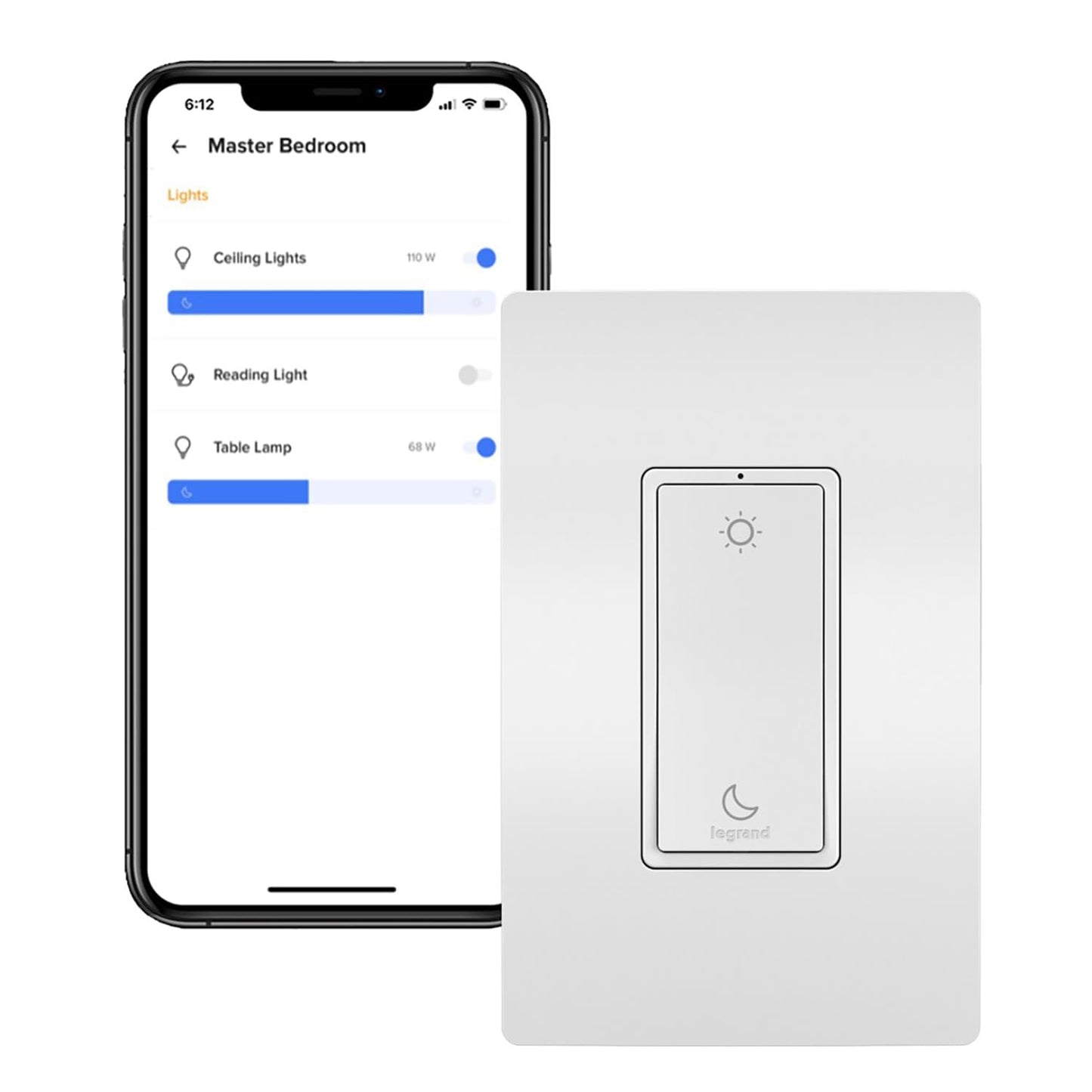 Legrand Radiant WNRL43WH Wireless Smart Switch with Netatmo, Sleep/Wake, Compatible with Alexa, Google Assistant & Apple HomeKit, White (1 Count)