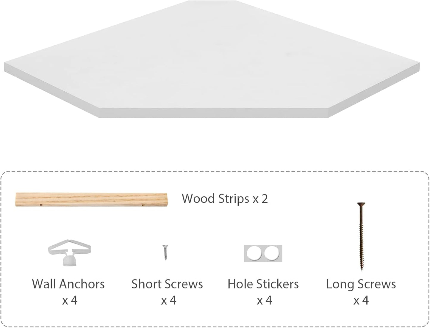 Large Floating Corner Wall Shelf with Cable Management, White MDF, Modern Home Decor, Book Display Storage
