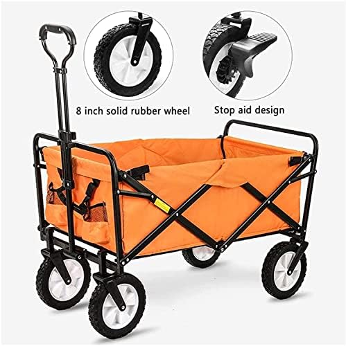 Portable Camping Cart,Outdoor Folding Utility Wagon Outdoor Shopping cart with Removable top Portable Garden Stroller with Storage Basket Foldable Beach Stroller Load-Bearing 80