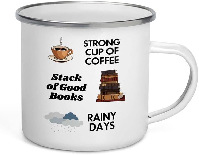 Reading Camper Mug 12oz - Coffee Book Rainy Days - Reader Gift Bookworm Owl Lover Cat Lover Book Lover Novelist Librarian Writer
