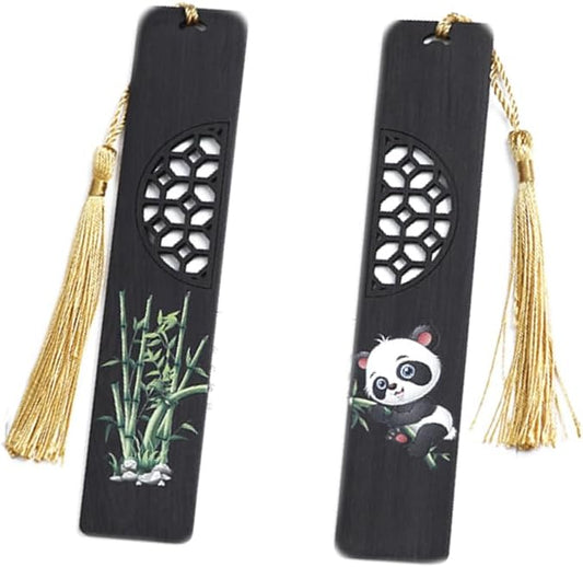 Bookmarks Wooden Bookmark Panda Bamboo Reading Book Markers Book Page Marker Gifts for Women, Kids, Teens Girls, Readers and Book Lovers Pack of 2