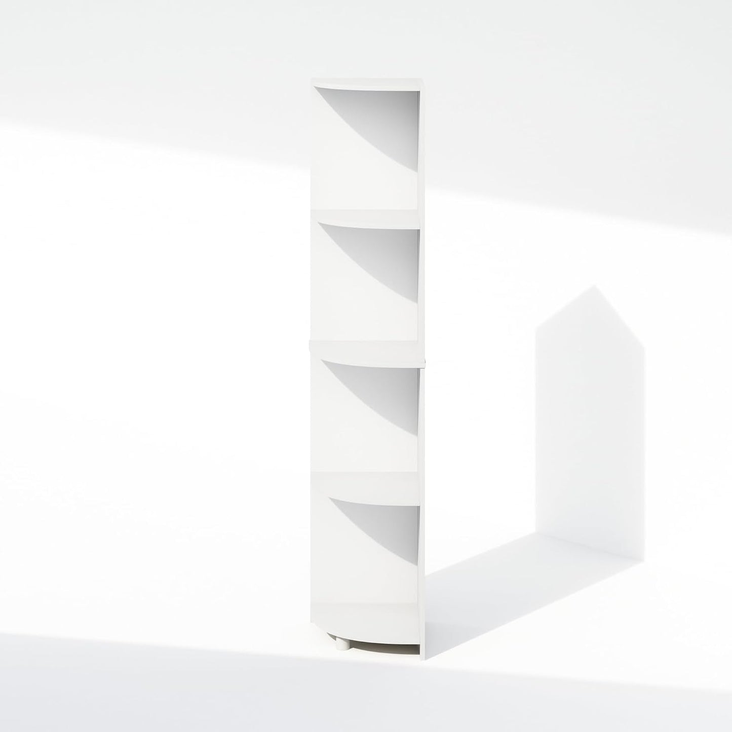 Furinno Basic Book Shelf, 4-Tier Bookshelf, Bookcase with Corner Shelf, 12 x 12 x 57.1, for Living Room, Bedroom, Home Office, White