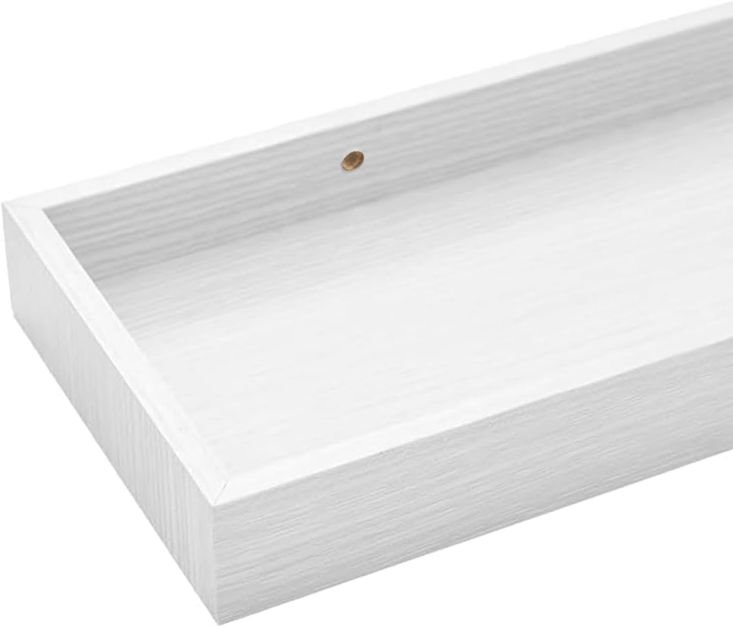 2 Pack 15.7 in White Floating Shelves for Wall, Wooden Wall Shelves for Bedroom Living Room Kitchen, Modern and Rustic Bathroom Shelves with Raised Lip, Decor Floating Shelf for Storage Display