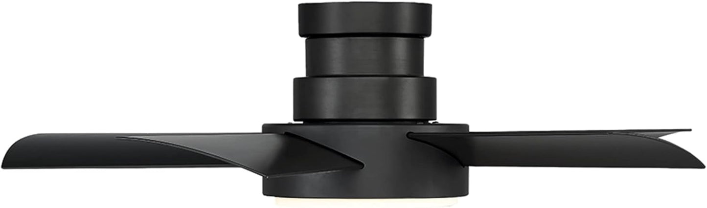 Modern Forms Vox Indoor and Outdoor 5-Blade 38in Smart Flush Mount Ceiling Fan in Matte Black with 3000K LED Light Kit and Remote Control Works with Alexa and iOS or Android App