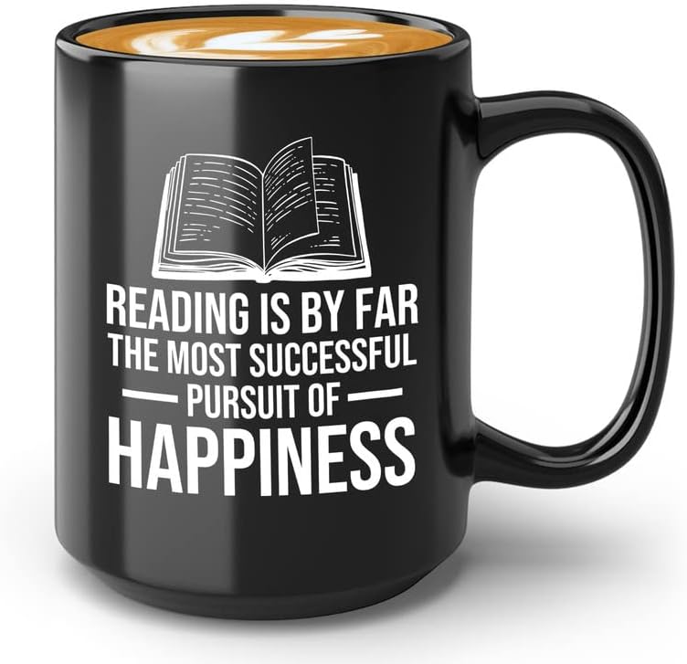 Book Lovers Coffee Mug 15oz Black - Reading is by far - Gift For Poets Bookish People Bibliophile Librarian Book Club Reader