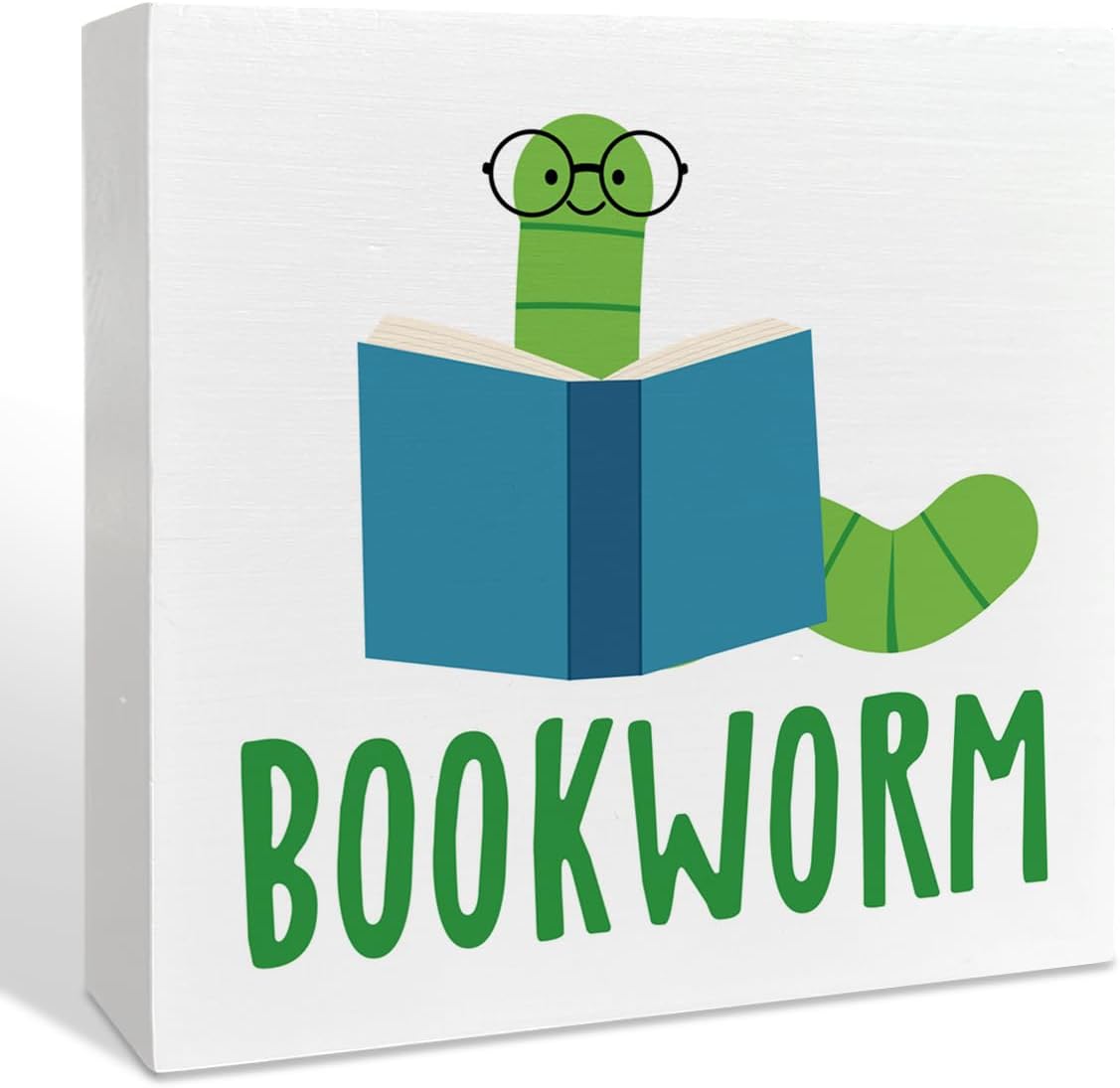 Bookish Bookworm Wood Box Decor Accessories Sign for Home Library Cafe Bedroom Bookshelf, Book Lovers Gifts for Women Bookish Reader Bookworm