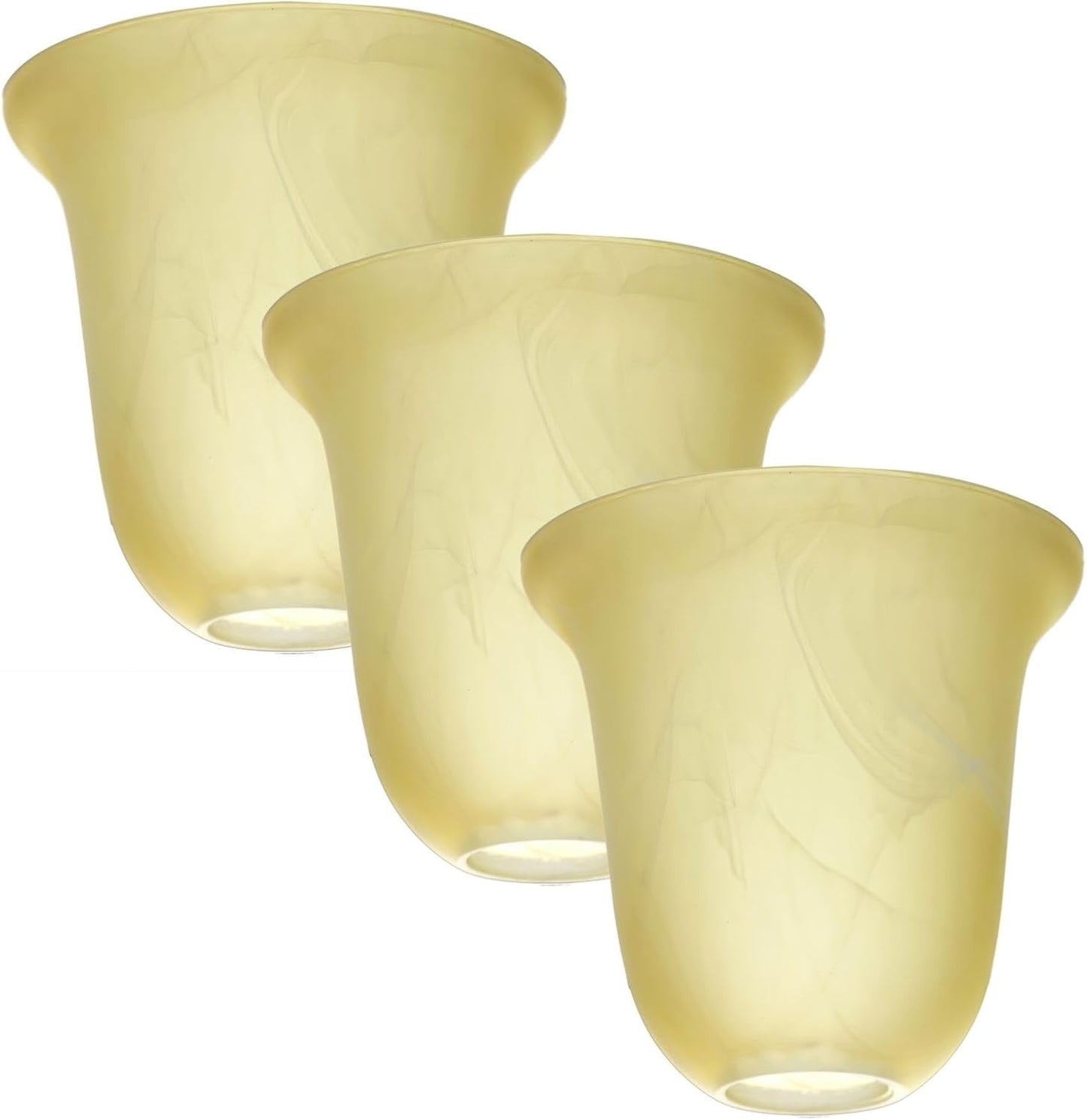 LIGHTACCENTS Alabaster Glass Pendant Light Shade - Farmhouse Style Chandelier Shades, 6"x6", Socket Nut Compatible - Upgrade Pendants, Wall Vanitie, Table Lamps -3-Pack