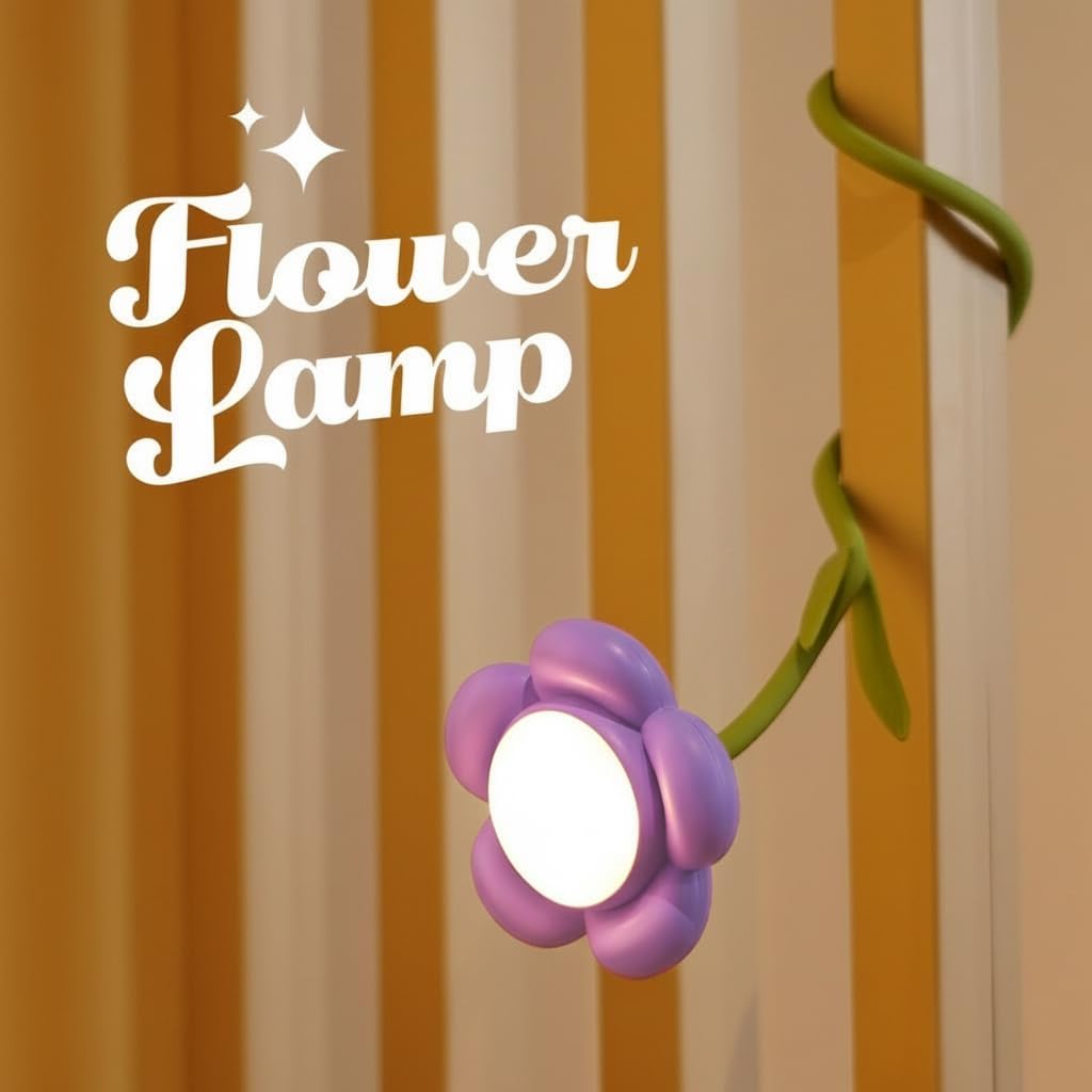 Birthday Gifts for Women,Sunflower Flower Lamp Rechargeable Cordless Led Reading Light,3-Colour Infinitely Dimming Small Night Light for Festival Gifts for Mom Girlfriend Grandma (Purple)
