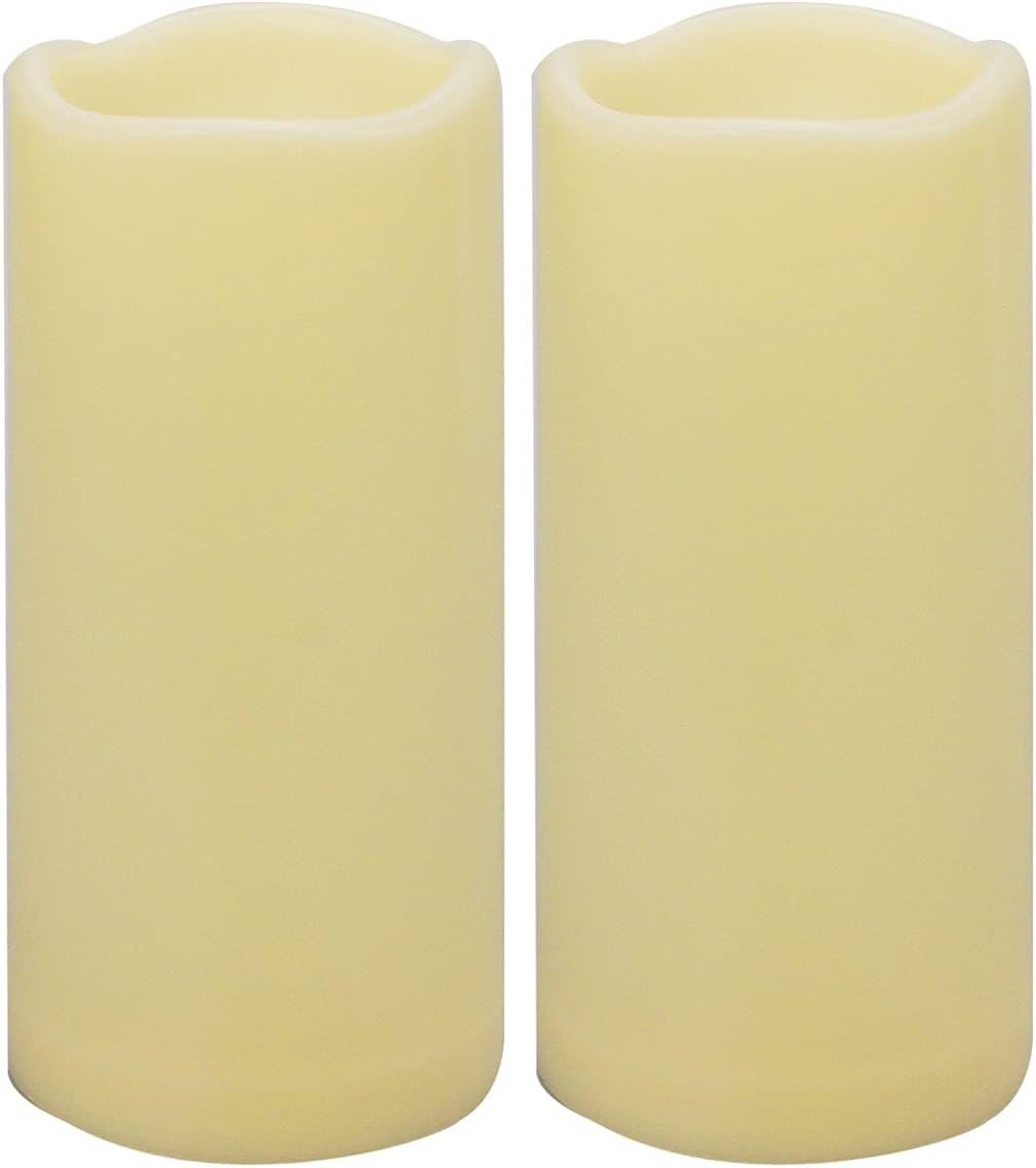 2PCS 7" Waterproof LED Flameless Timer Candles, 1000 Hours Long Battery Life/Flickering Battery Operated Electric Outdoor LED Large Pillar Candle for Outside Lantern Festival Decor etc.