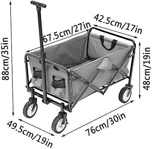 Portable Camping Cart,Outdoor Folding Utility Wagon Outdoor Garden Trolley Folding Pull Cart Beach Wagon with Handle Family Utility Truck for All Terrain Load Capacity 100 Kg