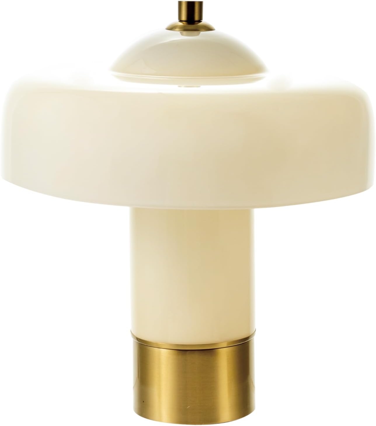 Creative Co-Op Cream Glass & Metal Dome Table Lamp with Antique Brass Accent