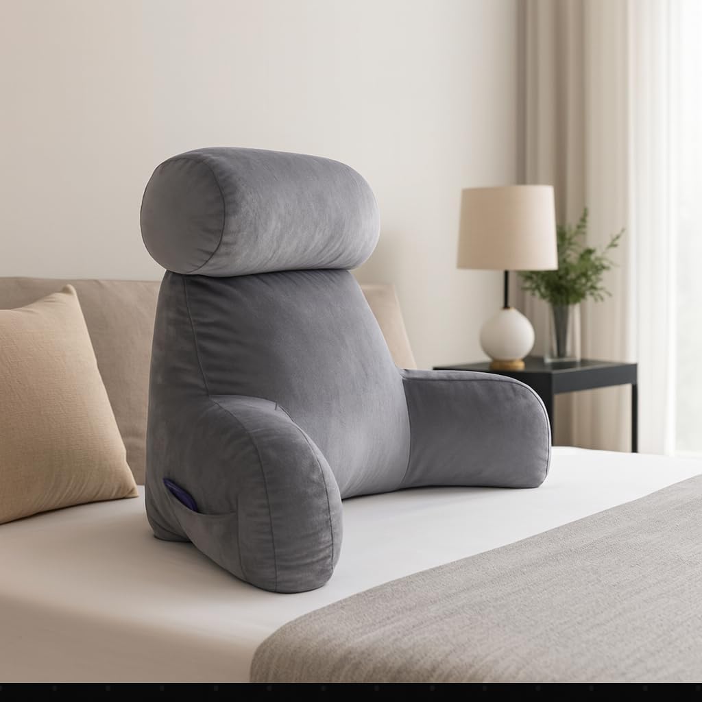 Reading Pillow with Armrests, Plush Pearl Cotton Core