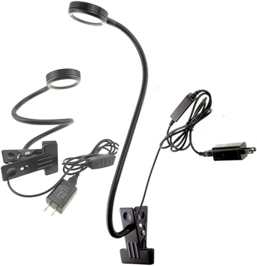 2-Pack 3W USB Clamp Desk Lamp - 3 Color Temperatures (3000K-4500K-6000K), 10-Level Dimmable, 48cm 360 Degree Gooseneck with C-Clip for Sewing Machine, Office, Bedroom