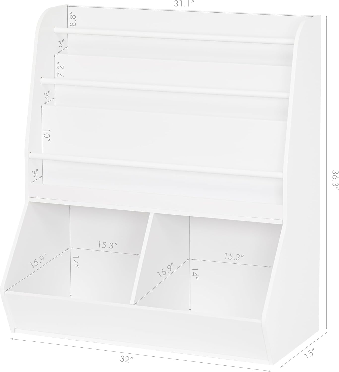 UTEX Kids Bookshelf and Toy Storage, Toy Storage Organizer and Book Rack, Toddler Bookshelves Display Stand, Book Shelf for Kids Rooms, Nursery, Bedroom, White