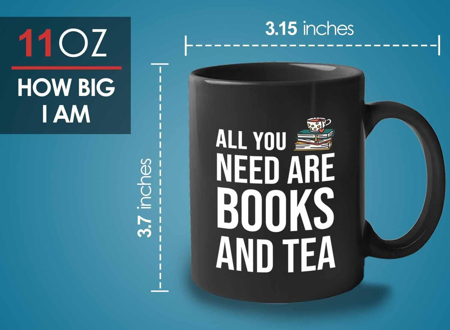 Bubble Hugs Writer Coffee Mug 11oz Black - All you need are books and tea - Reading Book Lover for Bookworm Bibliophile Librarians Author Readers Bookish