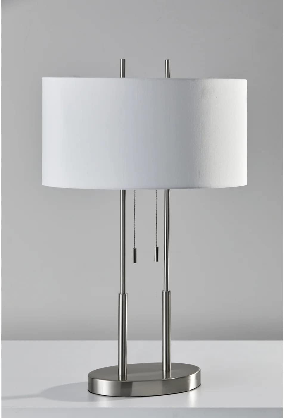 Adesso 4015-22 Duet 27" Table Lamp, Satin Steel, Smart Outlet Compatible