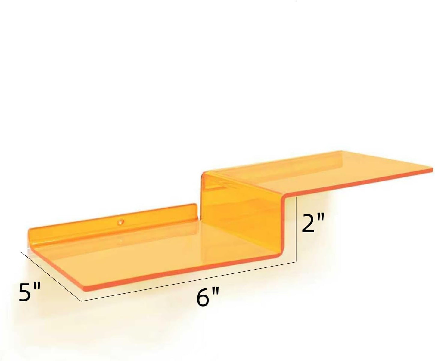 SetGame 2-Pack Acrylic Shelves Z-Shaped Display Stand Wall Mounted, 12 Inch Wall Storage Organizer for Toys, Books, Plants, Photos Album, Suit for Office, Living Room, Room Decor (Orange)