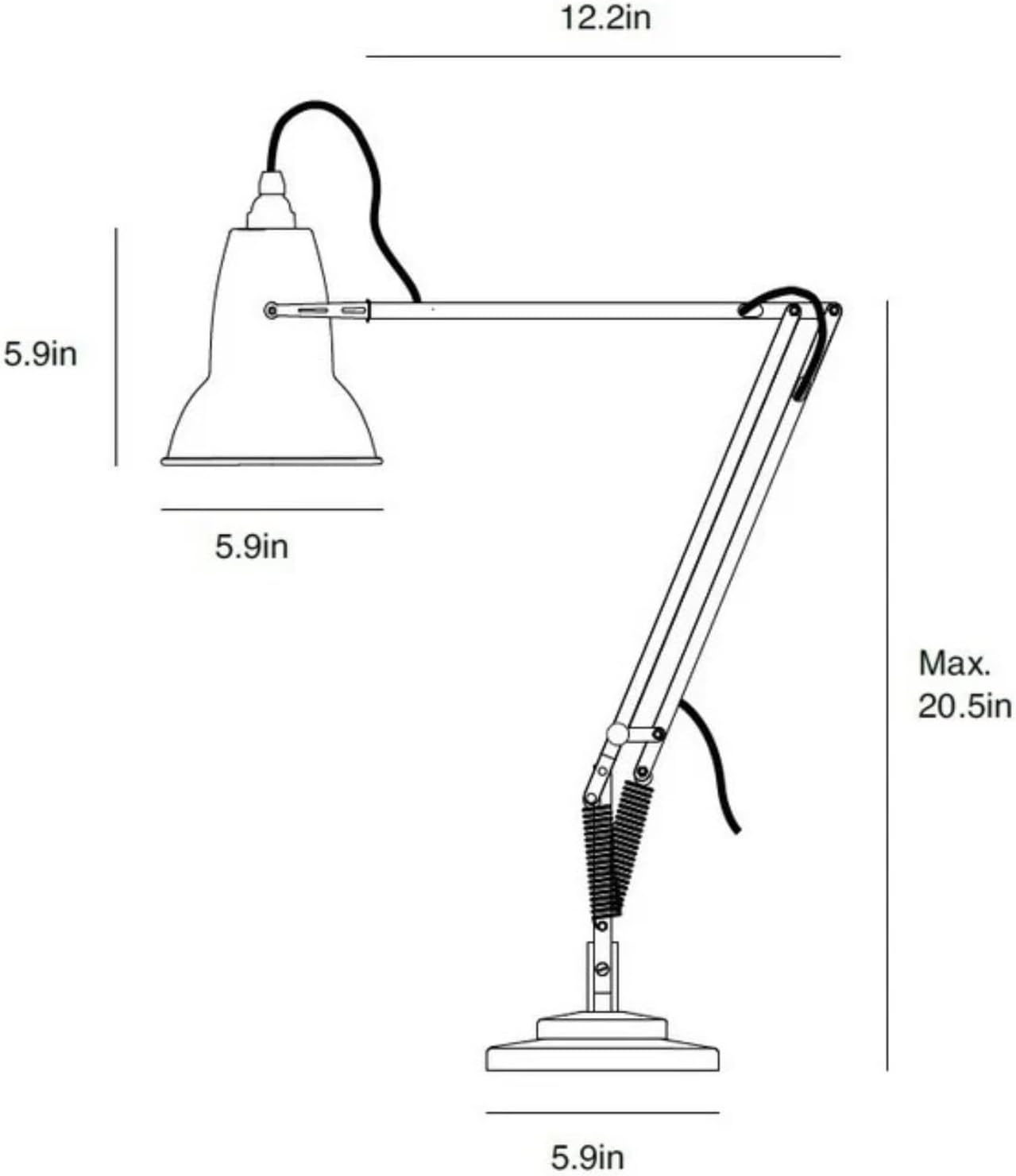 Anglepoise Original 1227 Desk Lamp | Gloss Paint Finish Cast Iron Base Aluminum Shade & Arms Steel Cover Chrome Plated Fittings Adjustable for Office Home Decor Bedroom Reading Lamp (Linen White)