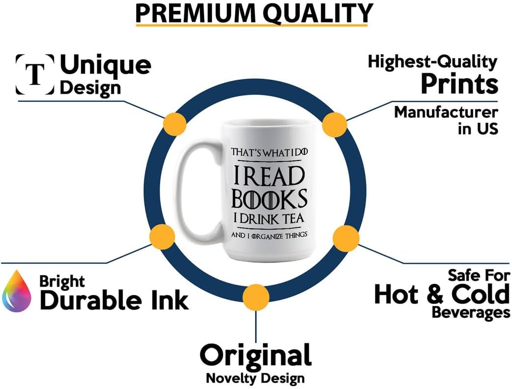 Book Lover Coffee Mug 15oz White - Tea Organize Things - Book Lover Gifts For Women Book Club Book Lovers Gifts Bookworm Book Reader Gifts