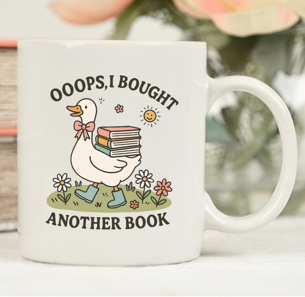MissDaisy-Funny Book Lover Mug, Cute Reading Coffee Cup, Gifts for Readers, Librarians, Teachers, Bookworms & Introverts, Book Humor Animal Design (Bought another book)