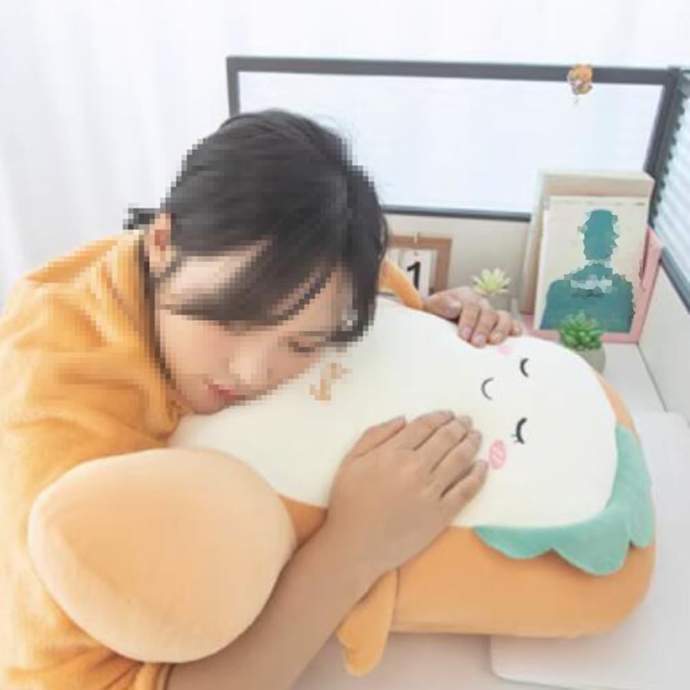 Tingting's Dream Office Chair Lumbar Pillow Cute Bed Rest Reading Pillow Sofa Waist Back Cushion Car Lumbar Support Pillow with Blanket (60×45CM/23.6"×17.7", Shy)