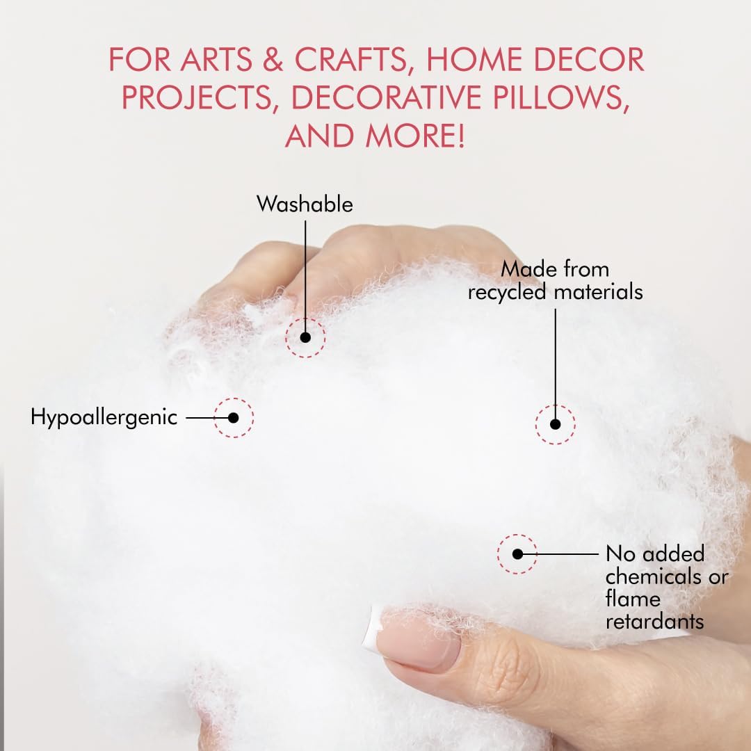 Fairfield The Original Poly-Fil, Premium Polyester Fiber Fill, Soft Pillow Stuffing, Stuffing for Stuffed Animals, Toys, Cloud Decorations, and More, Machine-Washable Poly-Fil Fiber Fill, 5 lbs. Box