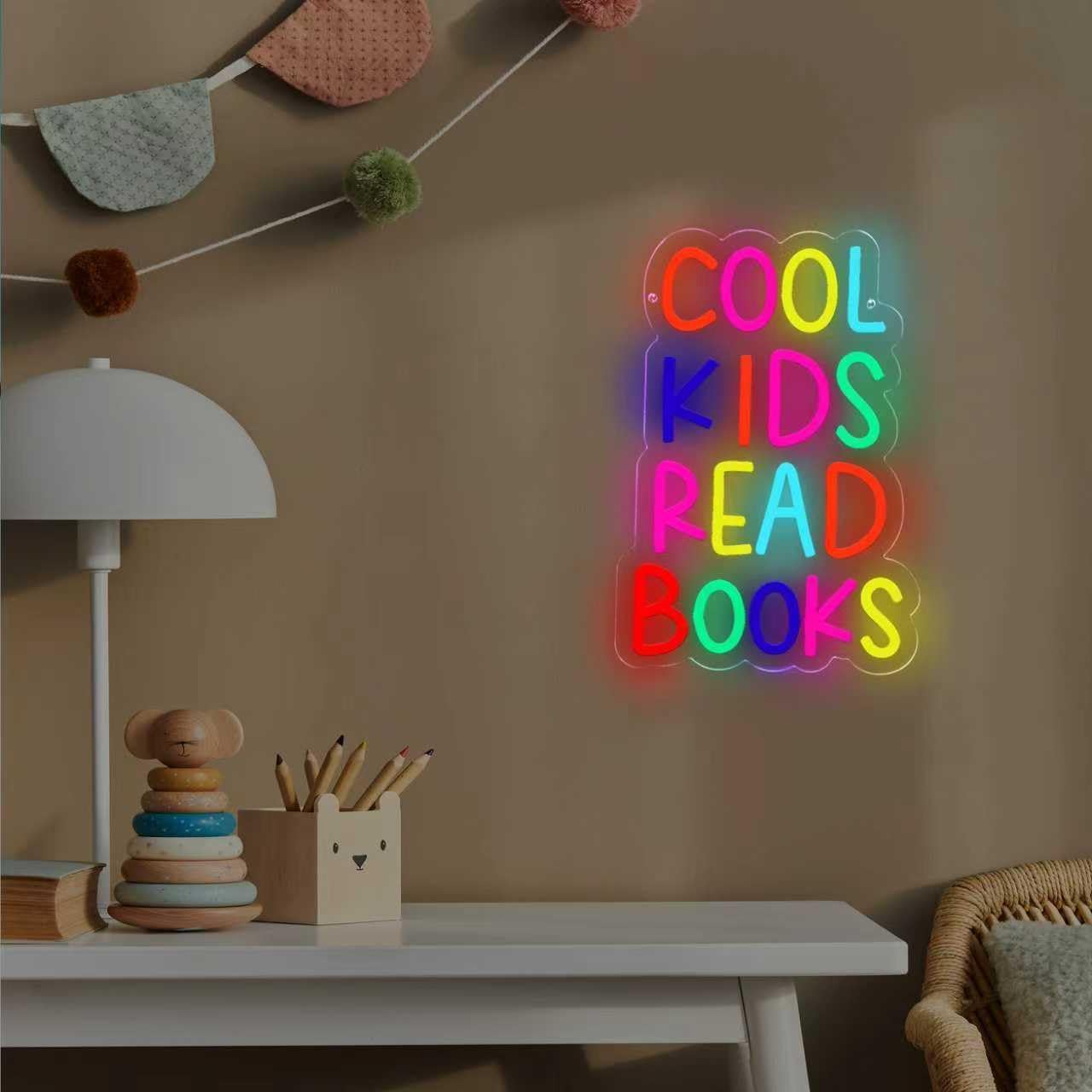 Cool Kids Read Books Neon Signs USB Powered for Wall Decor，Books Neon Light Sign for Reading Room Hanging Decorations Library Classroom Read Corner Decor, Bookish Gifts