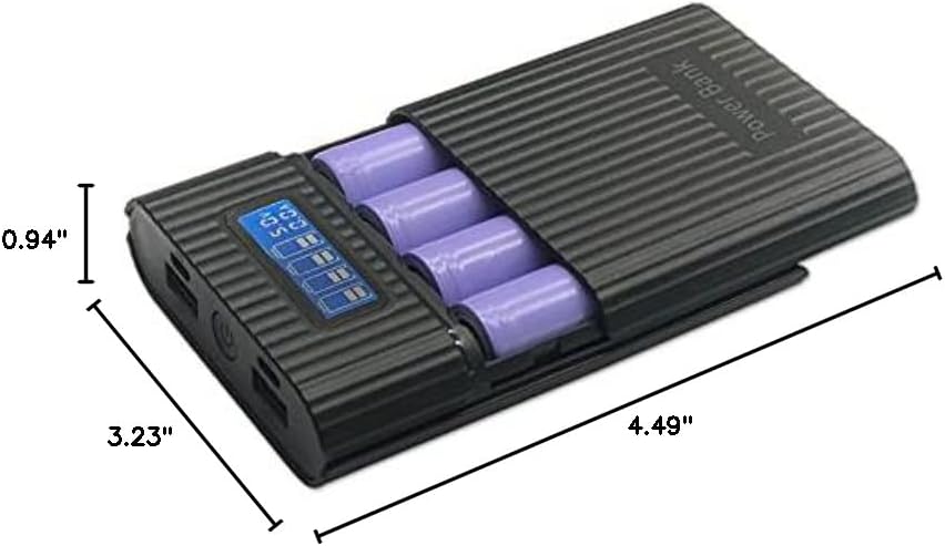 LIJIANI Battery Charger Case,Portable DIY Power Bank Box with LCD Display 2 USB Output,Micro and Type c Input, Smart Charger for 3.7v Li-ion Rechargeable Battery (Battery Not Included)