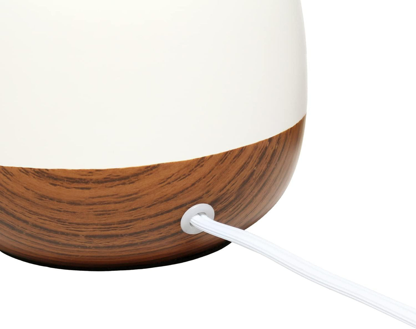 Simple Designs LT2078-DWW Petite Mid Century Table Lamp, Dark Wood and White