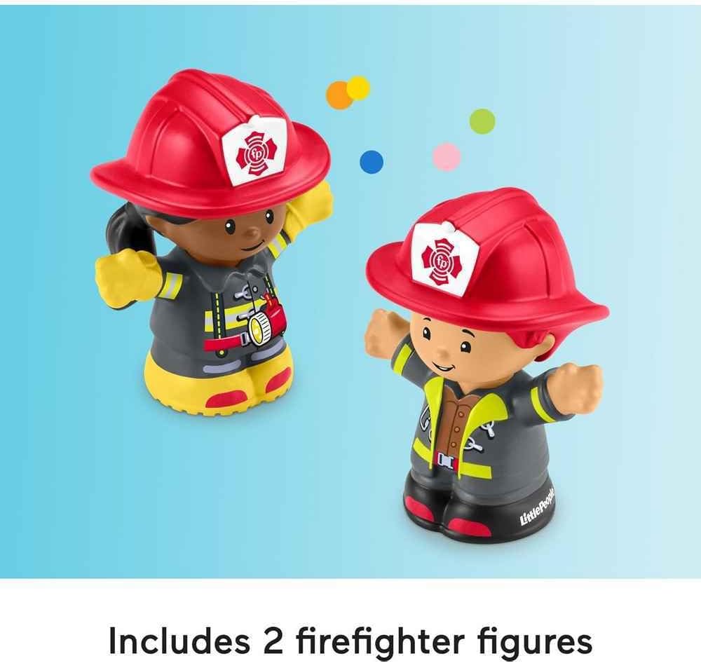 Fisher-Price Little People Toddler Toy Fire Truck Musical Push-Along Vehicle with 2 Figures for Pretend Play Ages 1+ Years