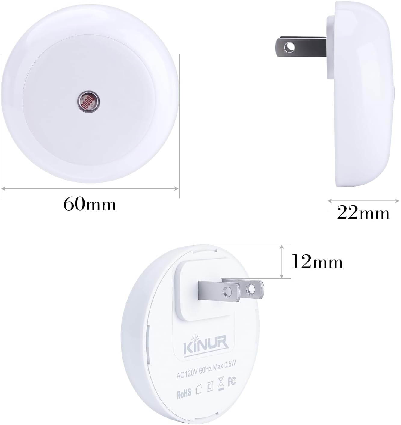 KINUR 6 Pack Amber Night Light, LED Night Lights Plug into Wall with Dusk to Dawn sensors, Plug in Night Lights for Kids Room, Bedroom, Bathroom, Baby Nursery,Stair Lights, Hallway Light