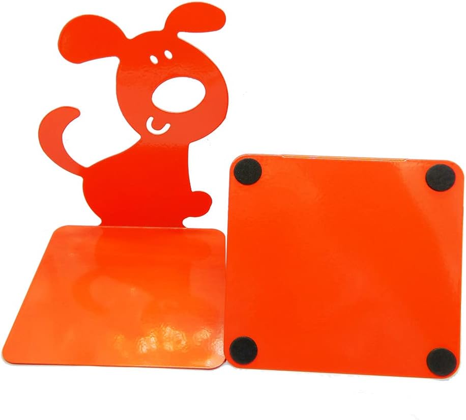 Artkingdome 1Pair Cute Bookend Cartoon Puppy Dog Books Nonskid End Rack Stand Decorative Bookends Orange Gift
